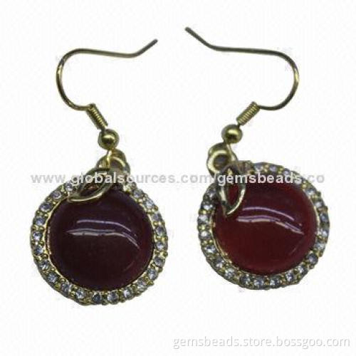 Stainless steel drop earrings with agate
